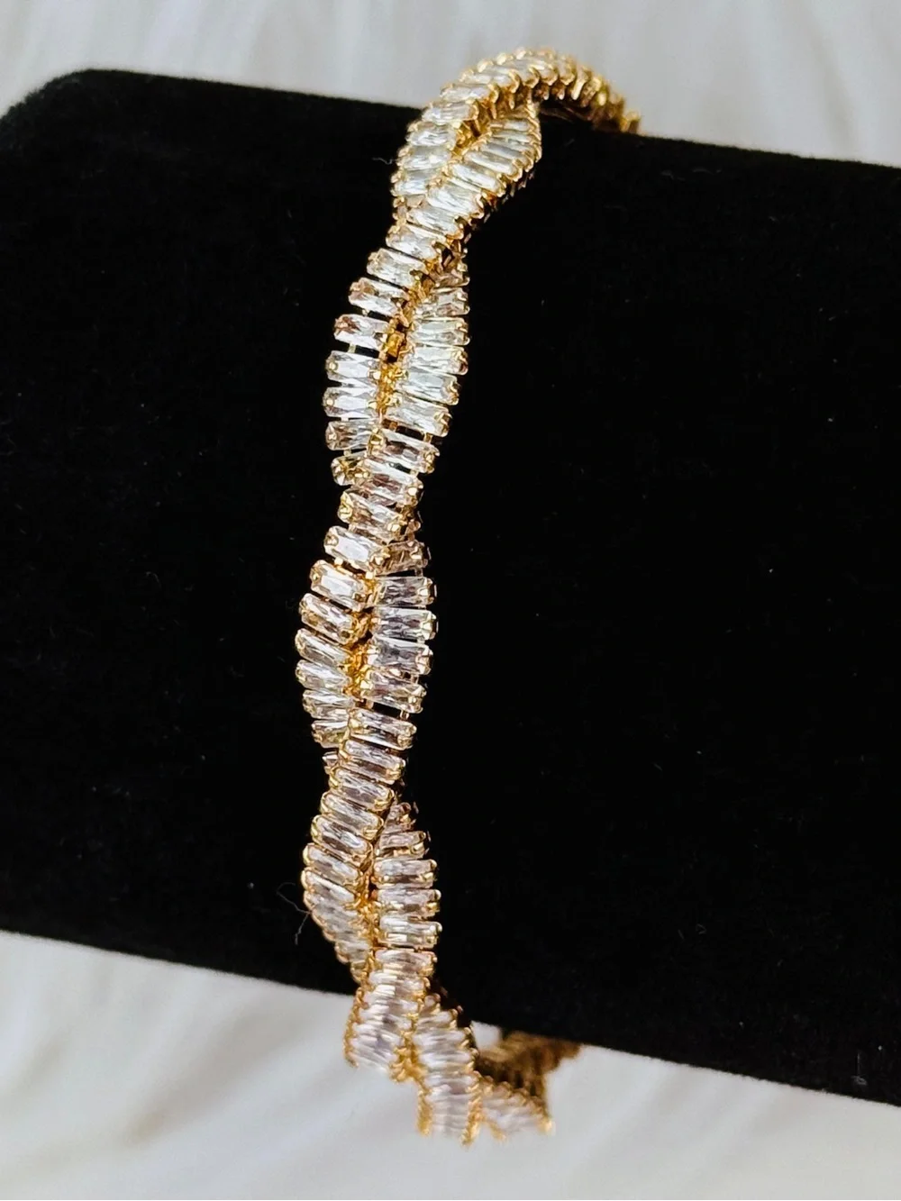 Goldtone Clear Bling Baguette Tennis Bracelet